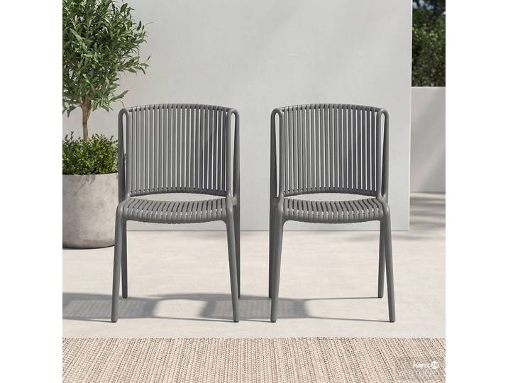 Chaise de n Verta - Lot de 2 Polypropylène Gris/Anthracite 53 x 83 x 56cm