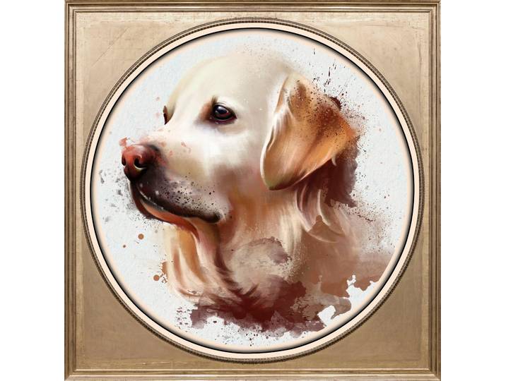 Acrylglasbild QUEENCE Golden Retriever , bunt (farbe bild(er): bunt), B:40cm H:40cm T:3cm Ø:56,57cm, Bilder, Acrylglasbild, Fine Art-Print in Galeriequalität