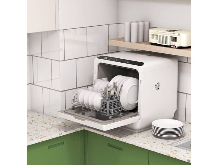 HOMCOM Mini Lave-Vaisselle 4 Couverts Réservoir 6L Blanc