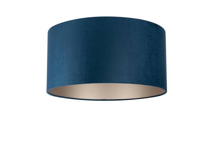 Leuchtenschirm Velour, Dunkelblau, Metall, zylindrisch, E27, 25 cm, Lampen & Leuchten, Innenbeleuchtung, Lampenschirme