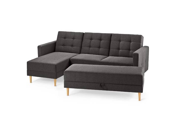 Tchibo - Federkern-Eckschlafsofa »Just Relax« mit Stauraumbank - 222x144x92cm - dunkelgrau -
