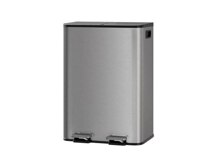 RBFGYIOP Mülleimer Küche, 2 x 30 l, Mülltrennsystem 2 Fächer, Treteimer, Metall-Tretmülleimer Mit Griff, Abfalleimer Küche, Soft-Close-Deckel, Luftdicht, Recycelbare Abfälle,Herausnehmbare Inneneimer