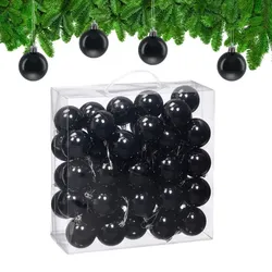 Relaxdays Weihnachtskugeln im 50er Set Schwarz,Silber