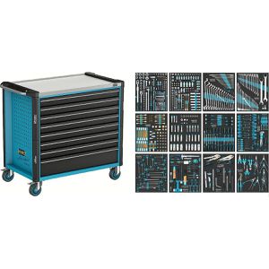 Hazet Werkzeugwagen Assistent 179NXXL-8D/619, 619-teilig, blau, 8 Schubladen, mit Werkzeug