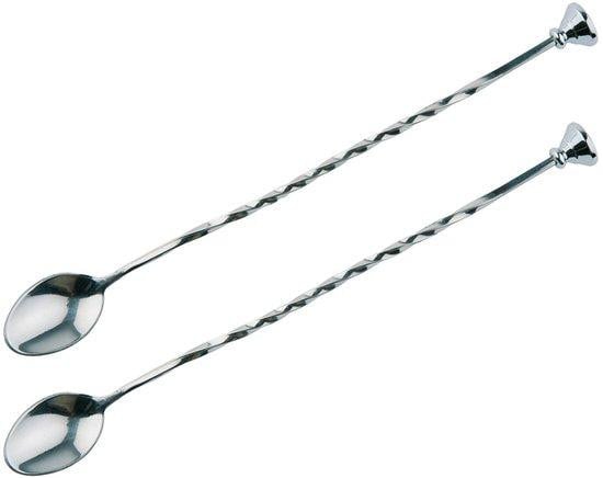 Unyqoos Ibenzoa Duplex roestvrijstalen barlepels met stamper, set van 2, 27 cm, gepolijst