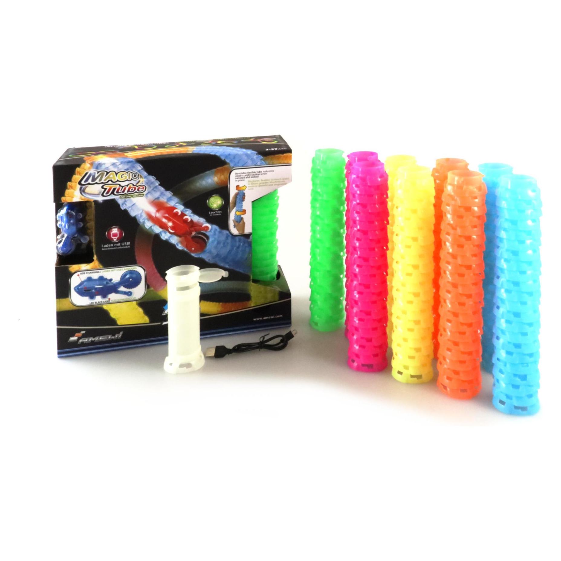 Amewi Magic Tube 220-teilig mit LED-Fahrzeug (100666)