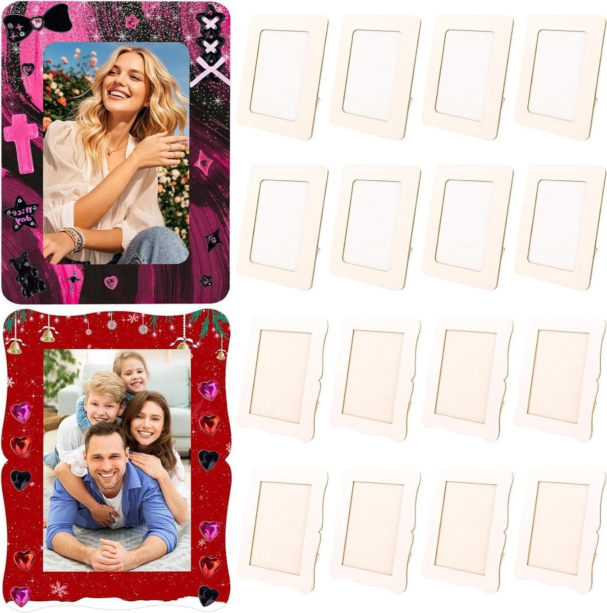 Set van 18 houten fotolijsten voor DIY-knutselprojecten en decoratie