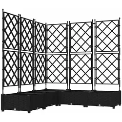 vidaXL Gartenpflanzer mit Gitter 5 pcs Schwarz 120 x 120 x 125,5 cm PP