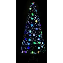 vidaXL Weihnachtsbaum mit LED-Schneeflocken Schwarz 210 cm Fiberoptik