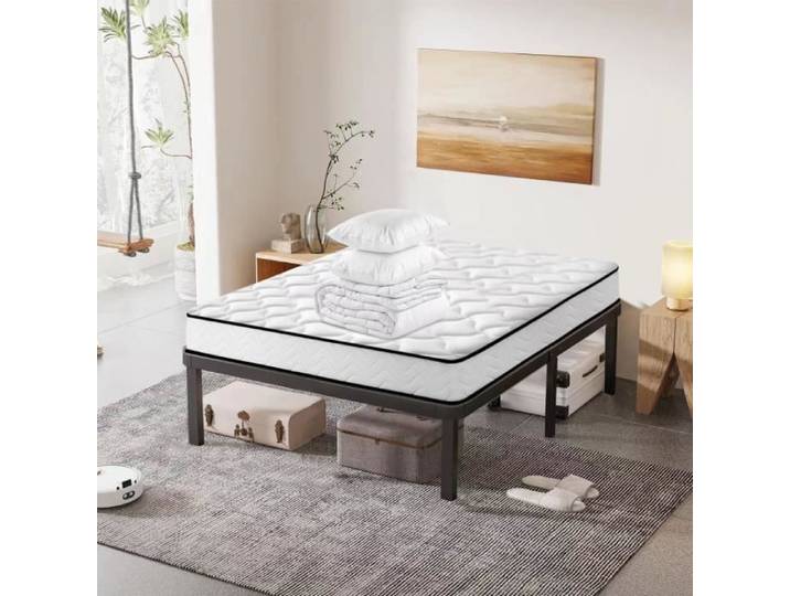 Ensemble Pack Matelas et Sommier - FRIXOVEL - Mémoire de forme - Noir - 2 places
