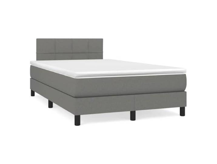PUGYNBK Boxspringbett mit Matratze, Stoff, dunkelgrau, 120 x 200 cm Verstellbares Kopfteil, Taschenfederkerne, mittlere Festigkeit, atmungsaktives Gewebe
