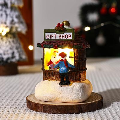 Modern Home Fixes Resin LED Micro Landscape Santa Claus, Christmas Desktop Decoration, Newest Christmas Gift Home Decoration, House Craft a