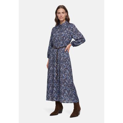 Hemdblusenkleid BETTY BARCLAY "Damen mit Bindegürtel", Damen, Gr. 36, Normalgrößen, blau (blau, braun), Obermaterial: 100% Polyester, ausgestellt lang, Kleider