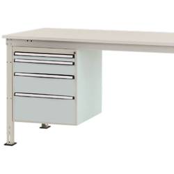 Manuflex ZB4764.7035 Gehäuse-Unterbau Stationär, Nutzhöhe 500 mm mit 4 Schubfächer. Für Tischtiefe 1200 mm