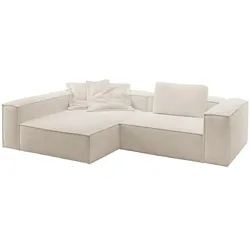 ECKSOFA CARMO Weiß Flachgewebe