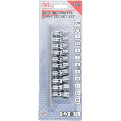BGS Gelenk-Steckschlüssel-Satz Antrieb Innenvierkant 6,3 mm (1/4") SW 5 - 13 mm 10tlg. - 220