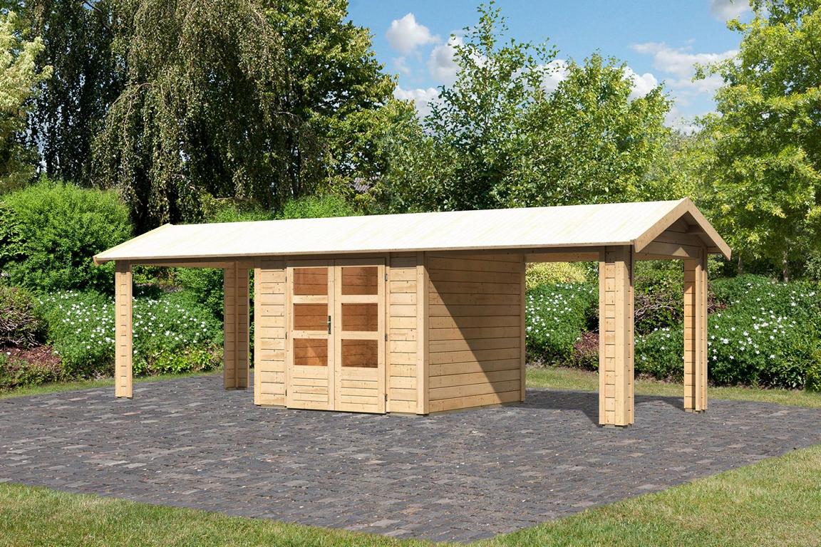 KARIBUHOLZT SH Theres 3 natur 244x244x242 im Set mit 2 Dachausbauelement 16927861