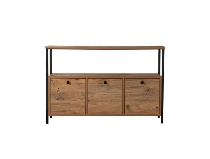 Buffet 3 portes l120 cm - effet pin atlantique/ noir