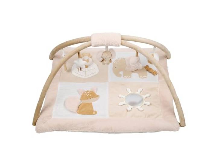 Nattou Krabbeldecke mit Spielbogen und verschiedenen Aktivitäten, Aus Polyester, Ca. 80 cm, Rechteckig, Flo, Oli & Ernest, Flo Beige