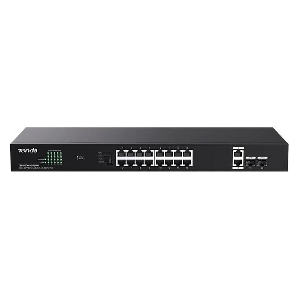 Tenda TTEG1120P-16-150W Switch 18p Ge2sfp mit 16p (18 Ports) (TEG1120P-16-150W)