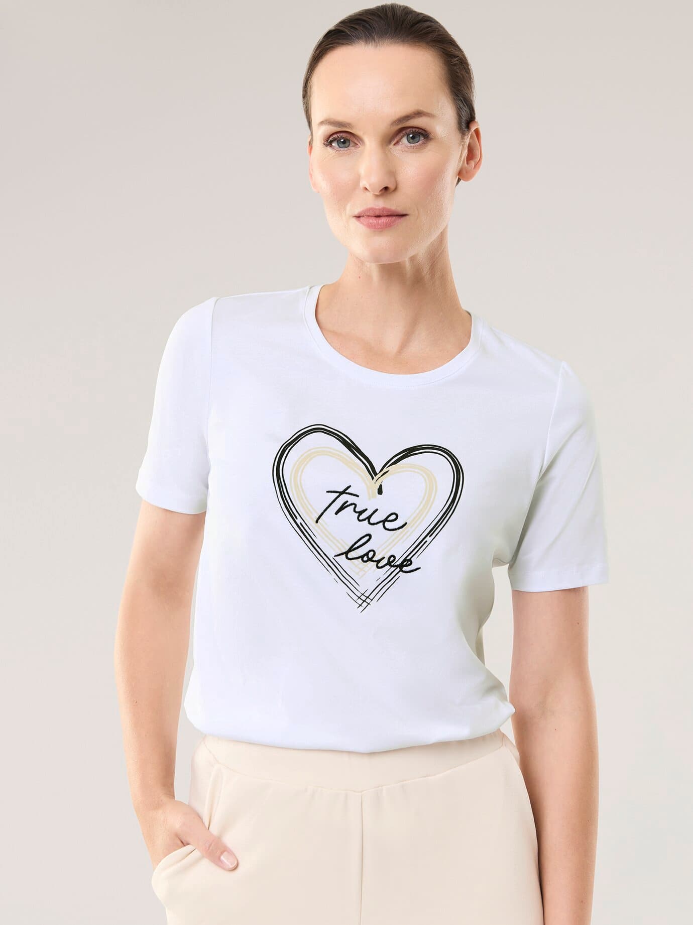 Walbusch Baumwollshirt mit Herz, #normale Größen, Farbe Weiß, 40, hautfreundliche Baumwolle bequem dank Elasthan Damen