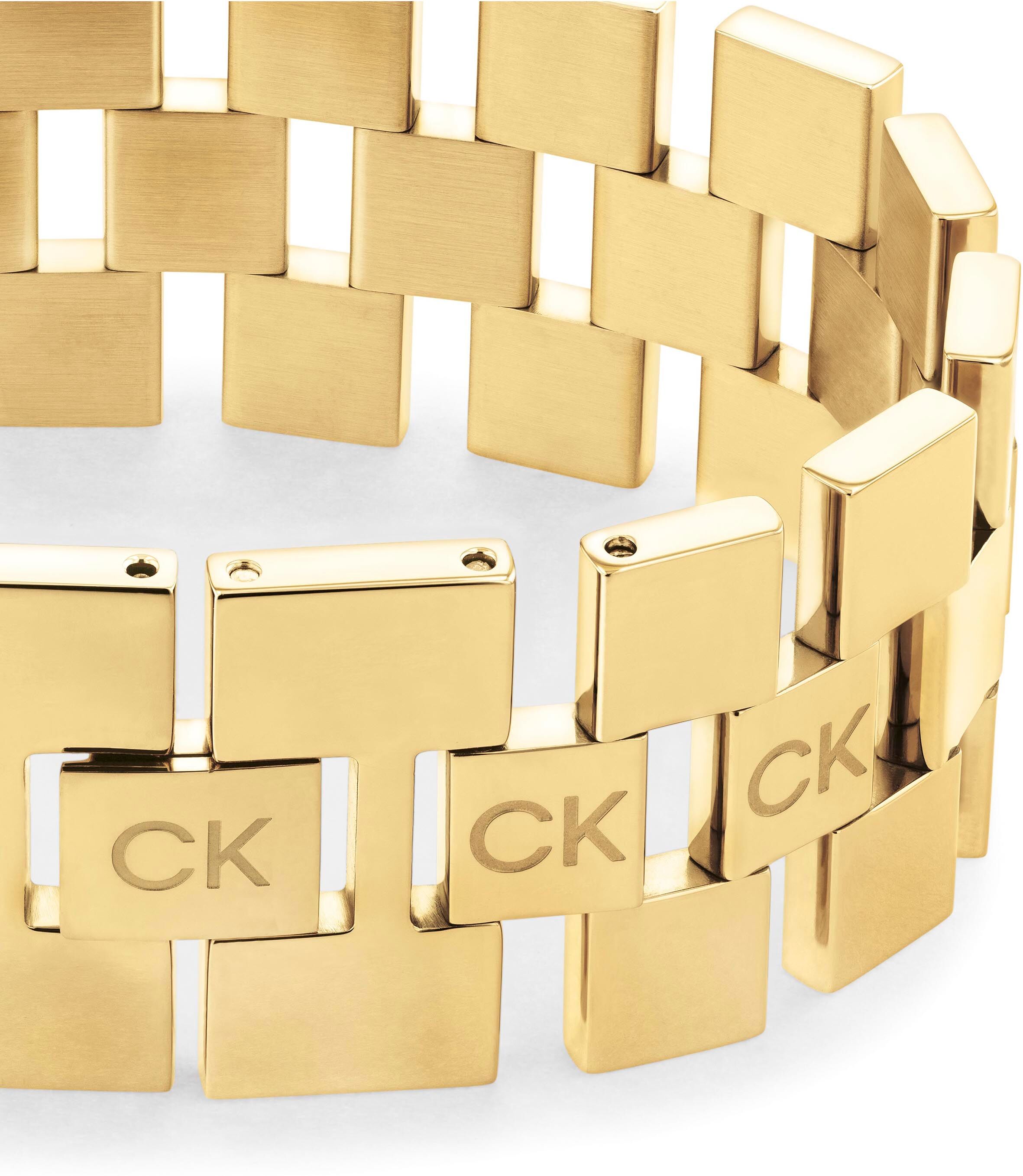Armband CALVIN KLEIN "Schmuck Edelstahl Armschmuck Gliederkette", gold (gelbgoldfarben), Armbänder, Damen, 18,5cm, Edelstahl, Armband gelbgoldfarben 18,5cm, Edelstahl