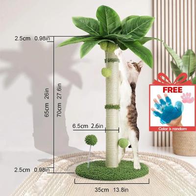 Uplift Essentials Tropical Palm Tree Cat Scratching Post With Interactive Toys dark Green