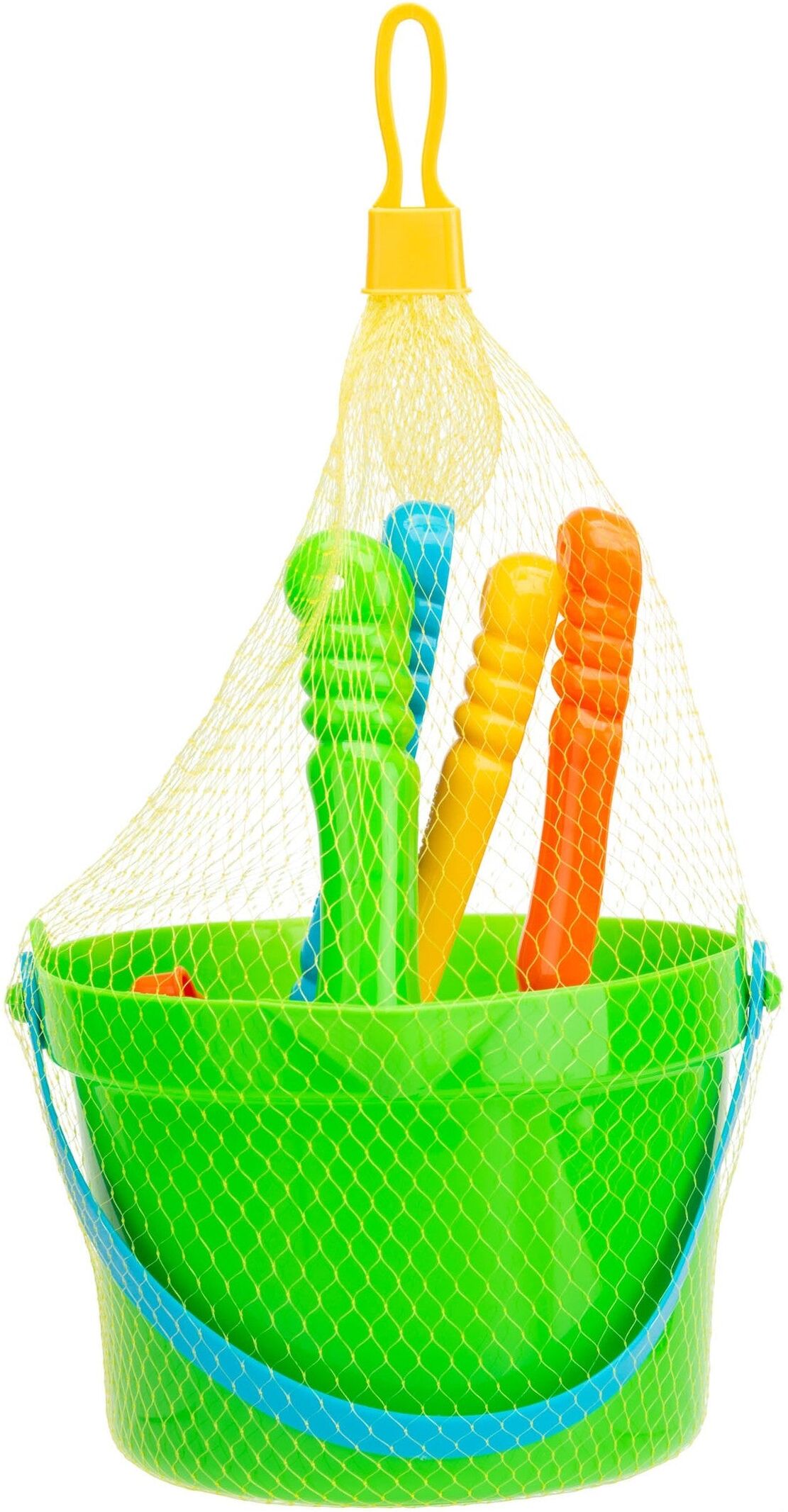 Bestway Yello Round Bucket Beach Set with Sand Accessories for Kids - Assorted Colours - Includes Bucket, Scoops, Rake and Sieve