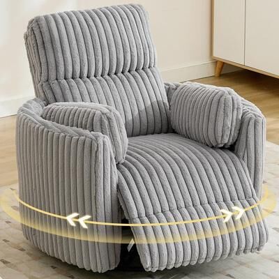 Comfort Stretch Power Swivel Glider Nursery Recliner with 2 Pillows for Living Room Bedroom