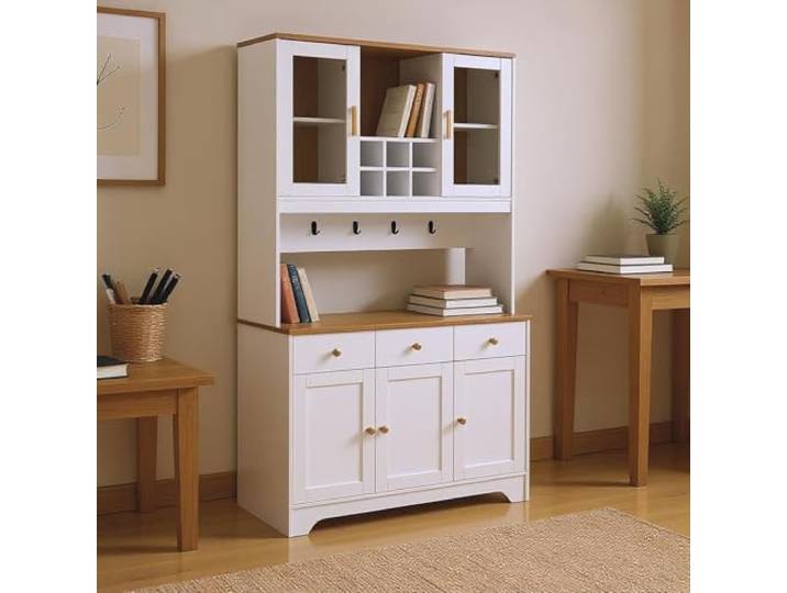 FurnitureR Weißer Homeoffice-Schrank, Modernes Design, MDF Material, Kompakter Stauraum, Elegante & Platzsparende Möbel