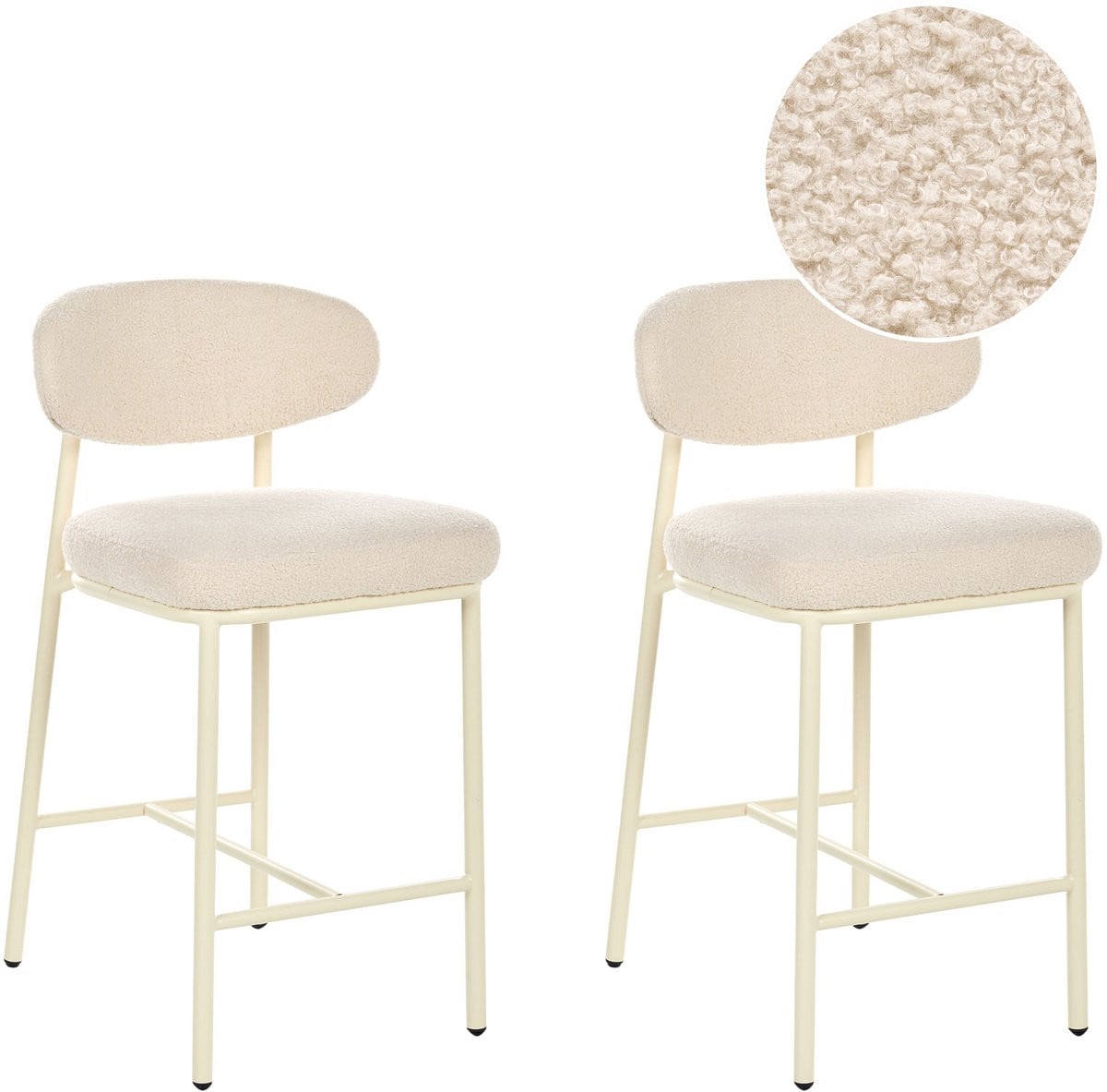 UNITY Set van 2 barstoelen - Lichtbeige - Bouclé