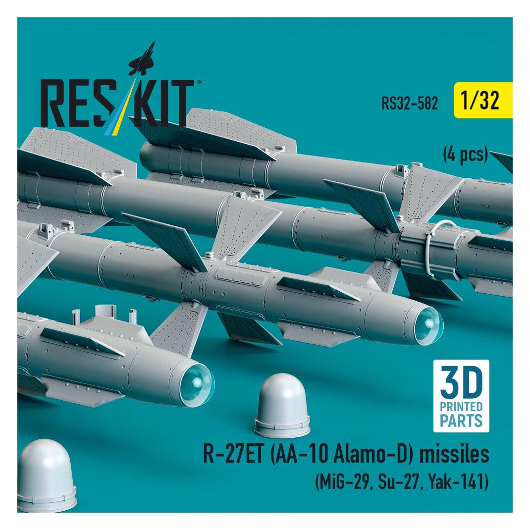 ResKit R-27ET (AA-10 Alamo-D) missiles (4 pcs) (MiG-29, Su-27, Yak-141) (3D Printed) (RS32-0582)