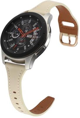 Everyday Crate Samsung Galaxy Watch3 Huawei Watch GT3 Pro 22mm Genuine Leather Watch Band With Reverse Buckle beige