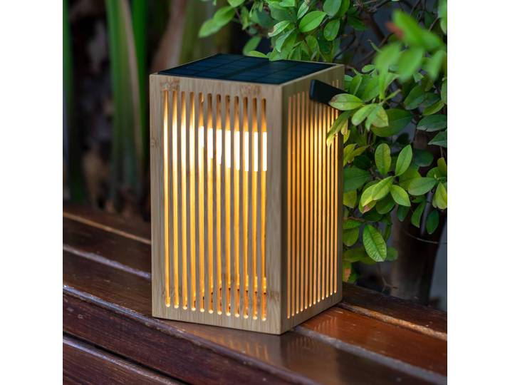 Newgarden Okinawa LED-Solar-Tischlampe aus Bambus Okinawa, dimmbar, Holz hell, Bambus, Tischleuchte