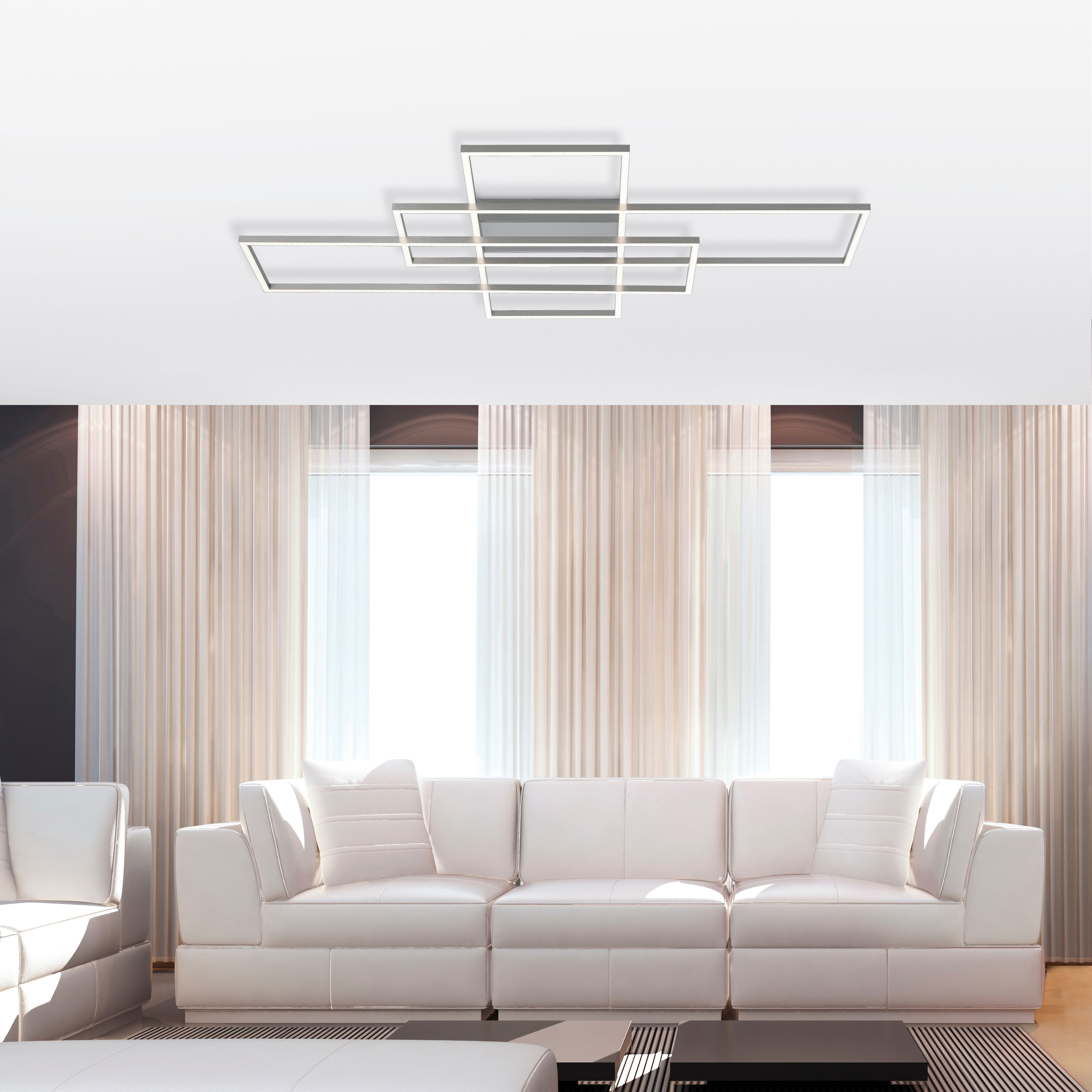 LED Deckenleuchte "Q-INIGO", weiß (stahlfarben), 3, 1 Stk., NEUHAUS Q SMART HOME LIGHTS, Leuchten, LED Deckenleuchte