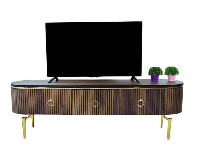 Xlmoebel Lowboard XLMOEBEL TV-Lowboard Oval aus Holz in dunklem Farbton (TV-Lowboard, 1 St., TV-Lowboard, ca. 170 x 43 x 50 cm), Made in Europa