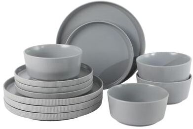 Gibson Home Dempsey Road 12-Piece Durable Modern Embossed Stoneware Dinnerware Set - Service for 4