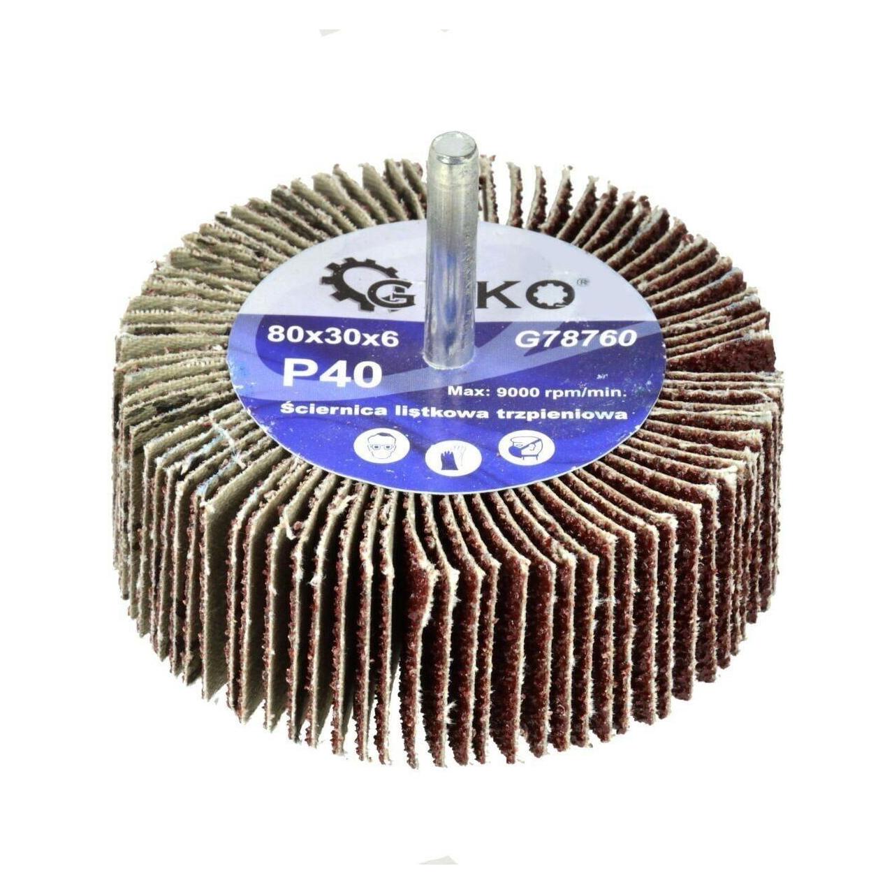 GEKO Schleifscheibe mit Schaft, 80 x 30 x 6 mm, P60 (G78761)