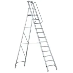 Stehleiter 8 Stufen, Aluminium, einseitig begehbar, H 3.160mm, B 740mm - schwarz