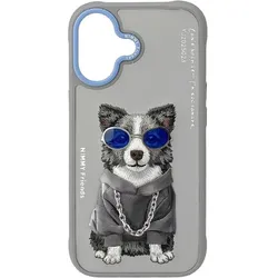 Nimmy Etui Glasses Cool Dog do iPhone 17 szary (Apple iPhone 17), Smartphone Hülle, Grau, Silber