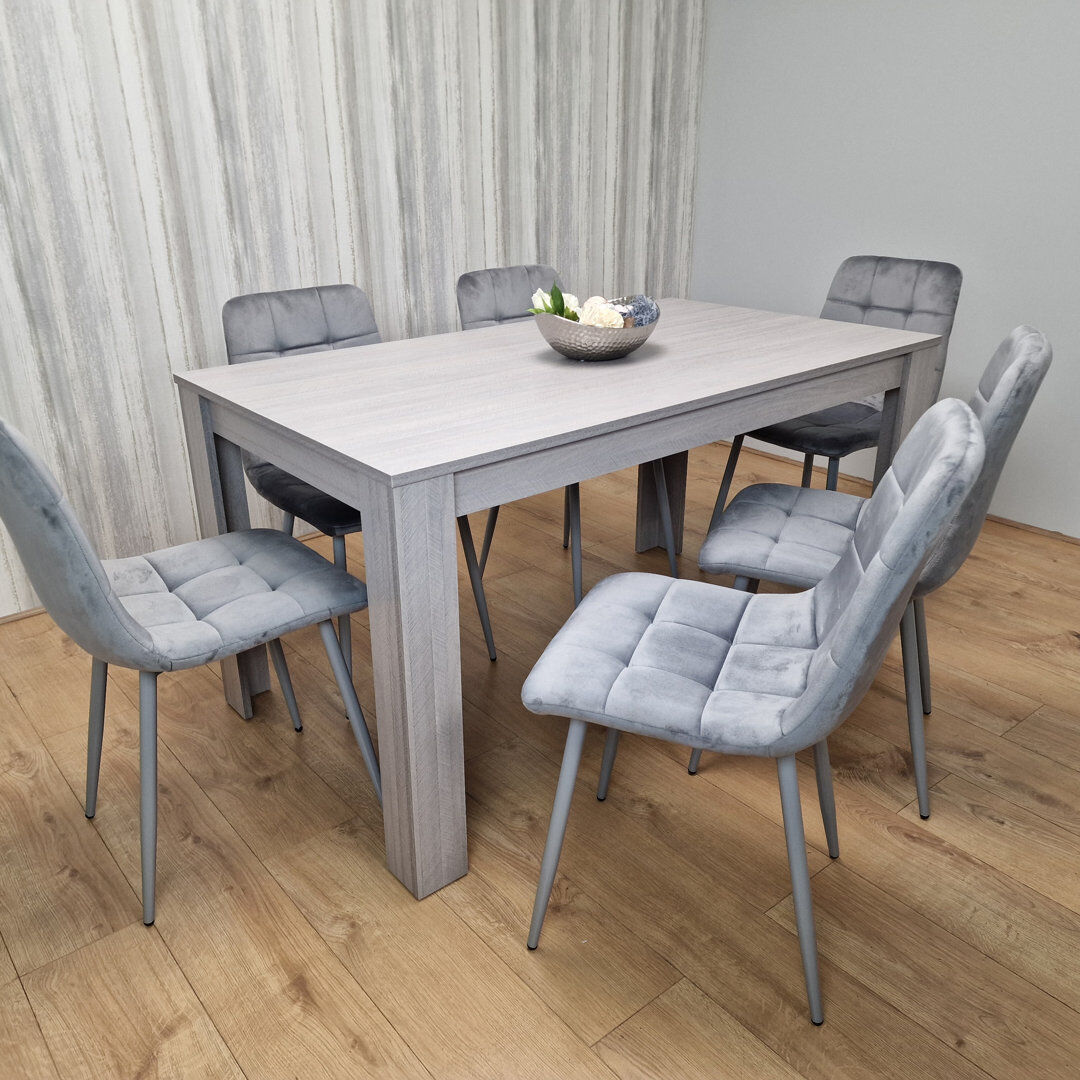 17 Stories Miye 6 - Person Dining Set Grey 6