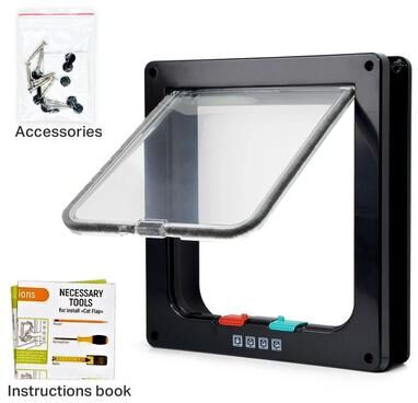 Uplift Essentials 4 Way Locking Security Smart Pet Flap Door black m