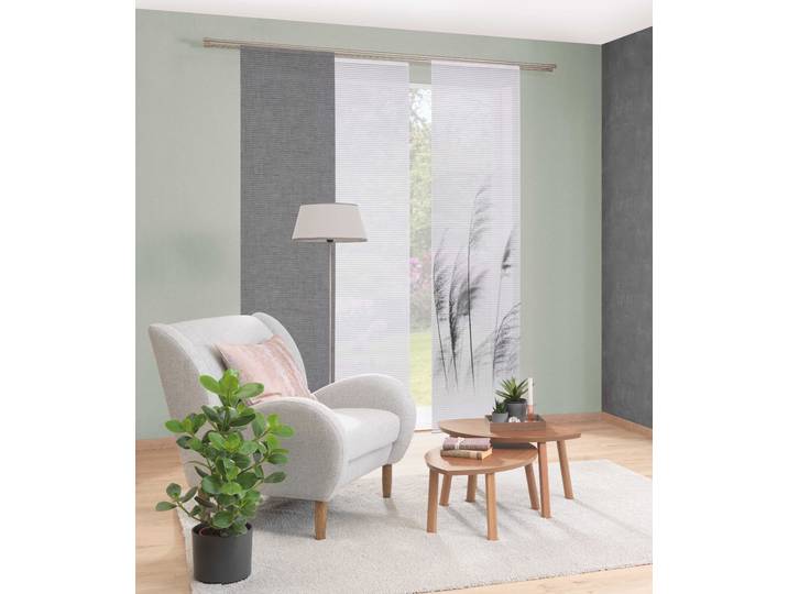 Schiebegardine HOME IN GREEN PAMILO , grau, B:60cm H:245cm, Polyester, Gardinen, Schiebegardine, Digitaldruck, Bambus, recycelt
