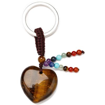 Schlüsselanhänger FIRETTI "Schmuck Geschenk Herz", Damen, braun, Edelstahl, Textil, Basic, Schlüsselanhänger Schlüsselanhänger, mit Edelsteinen