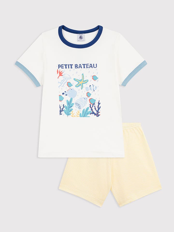 PETIT BATEAU Pyjama in Weiß/ Gelb - 116