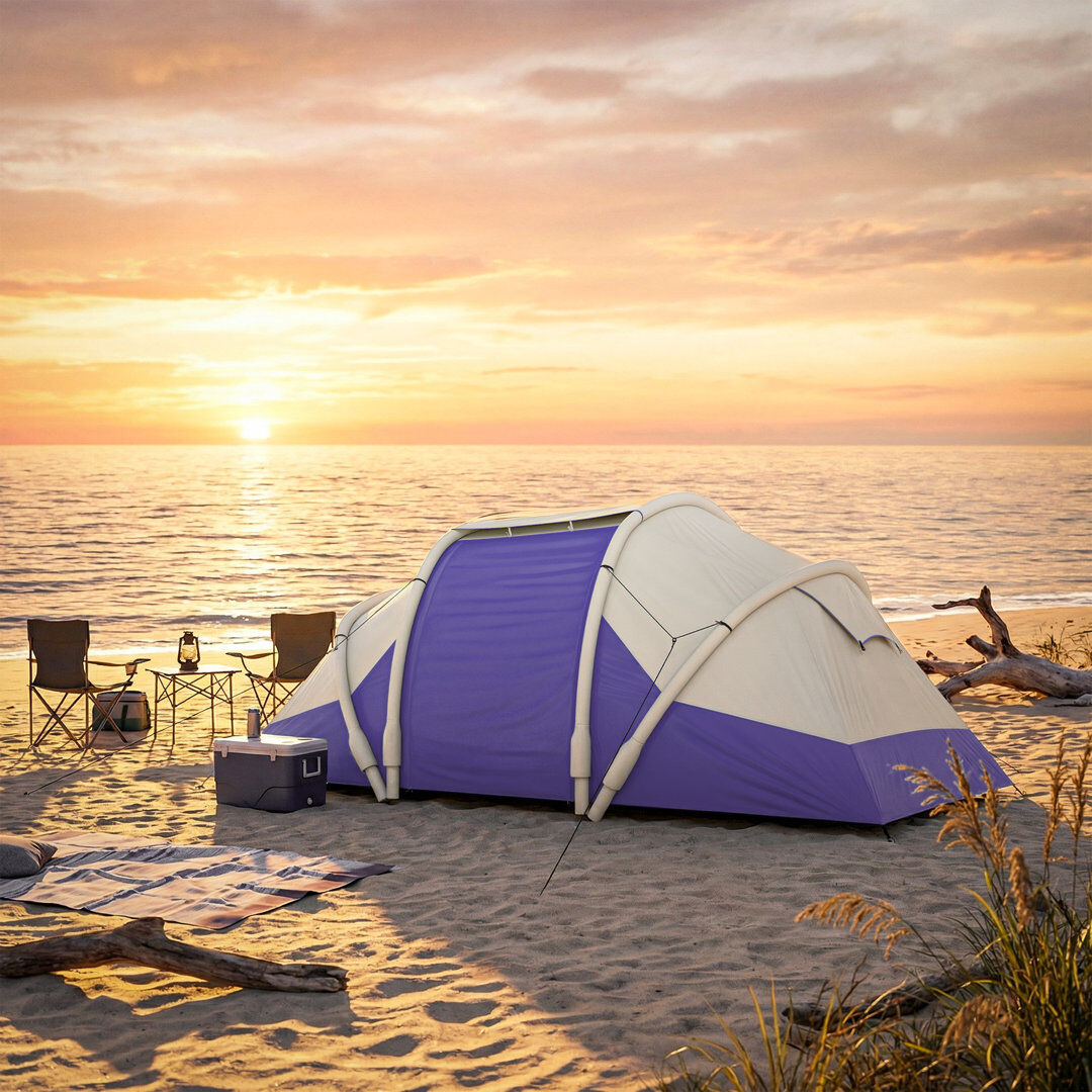 Outsunny 4 Person Tent Purple/White 4 Person