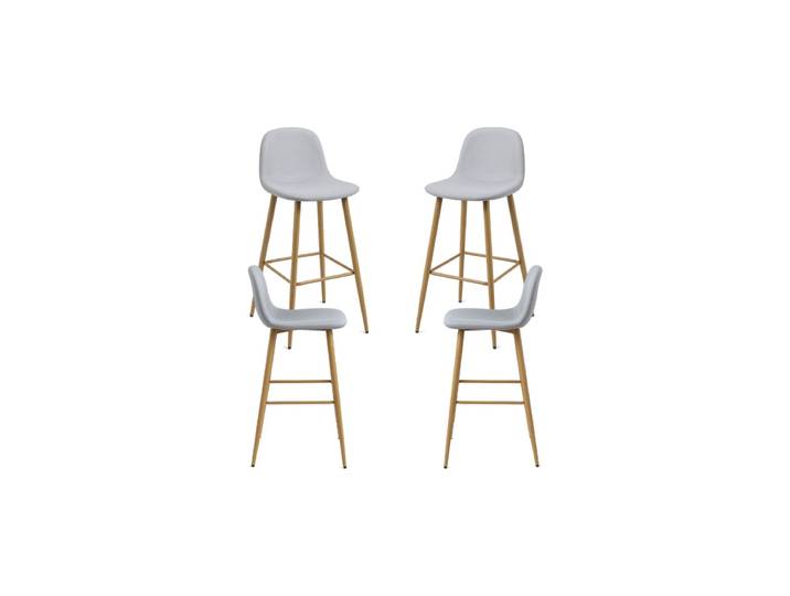 4er Set Teok Stoff Hocker - Gris clair