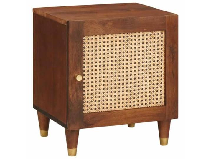 Fisinber Nachttisch Massivholz Akazie Beistelltisch Braun 40 x 33,5 x 46 cm Kompakter Nachtschrank aus echtem Holz für das Schlafzimmer, bietet stabile Ablagefläche für Lampen und Bücher.