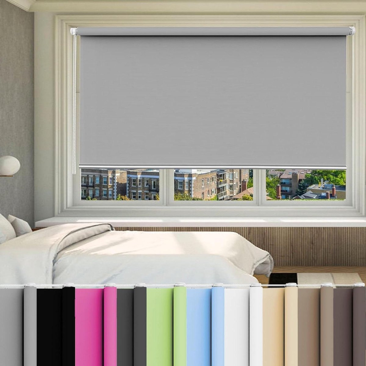 Grijs Verduisterend Rolgordijn van Textiel voor Privacy en Zonwering - 110 x 50 cm