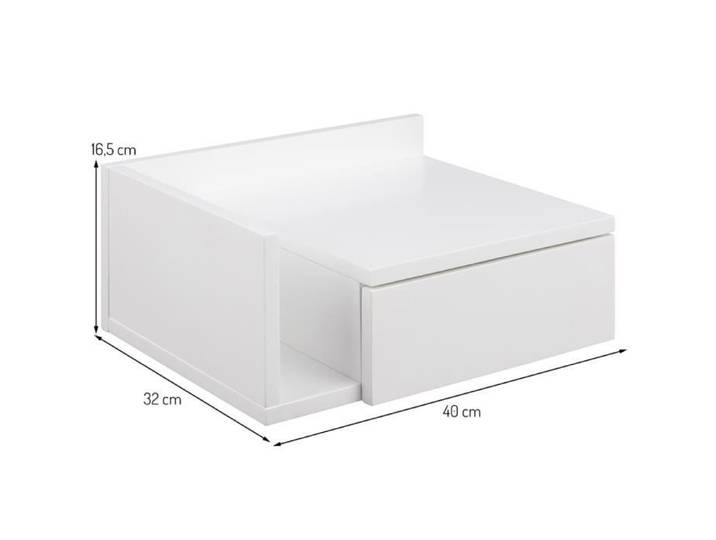 Table de chevet - Smuk - Aydin - Flottante - Blanc - 1 compartiment